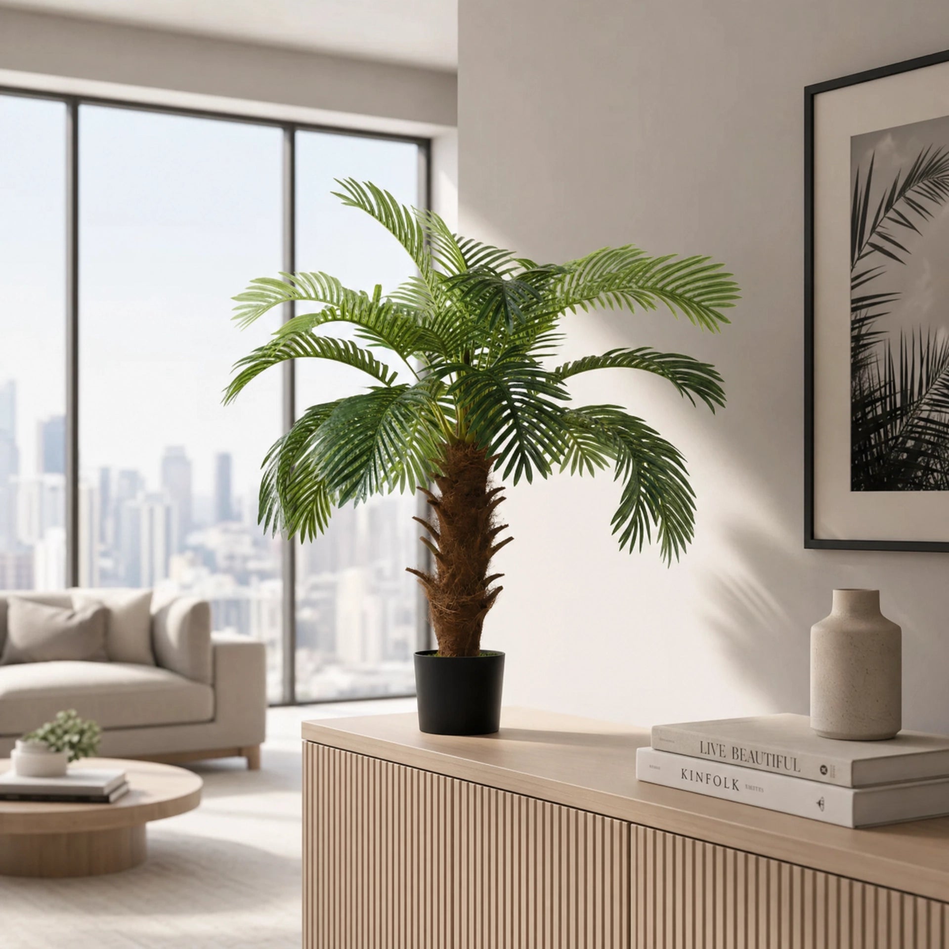 Plante artificielle arbre artificiel tronc bois uni vert et marron
