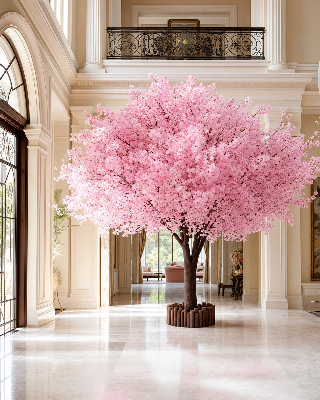 Plante artificielle arbre a vœux pour mariage floral rouge et marron