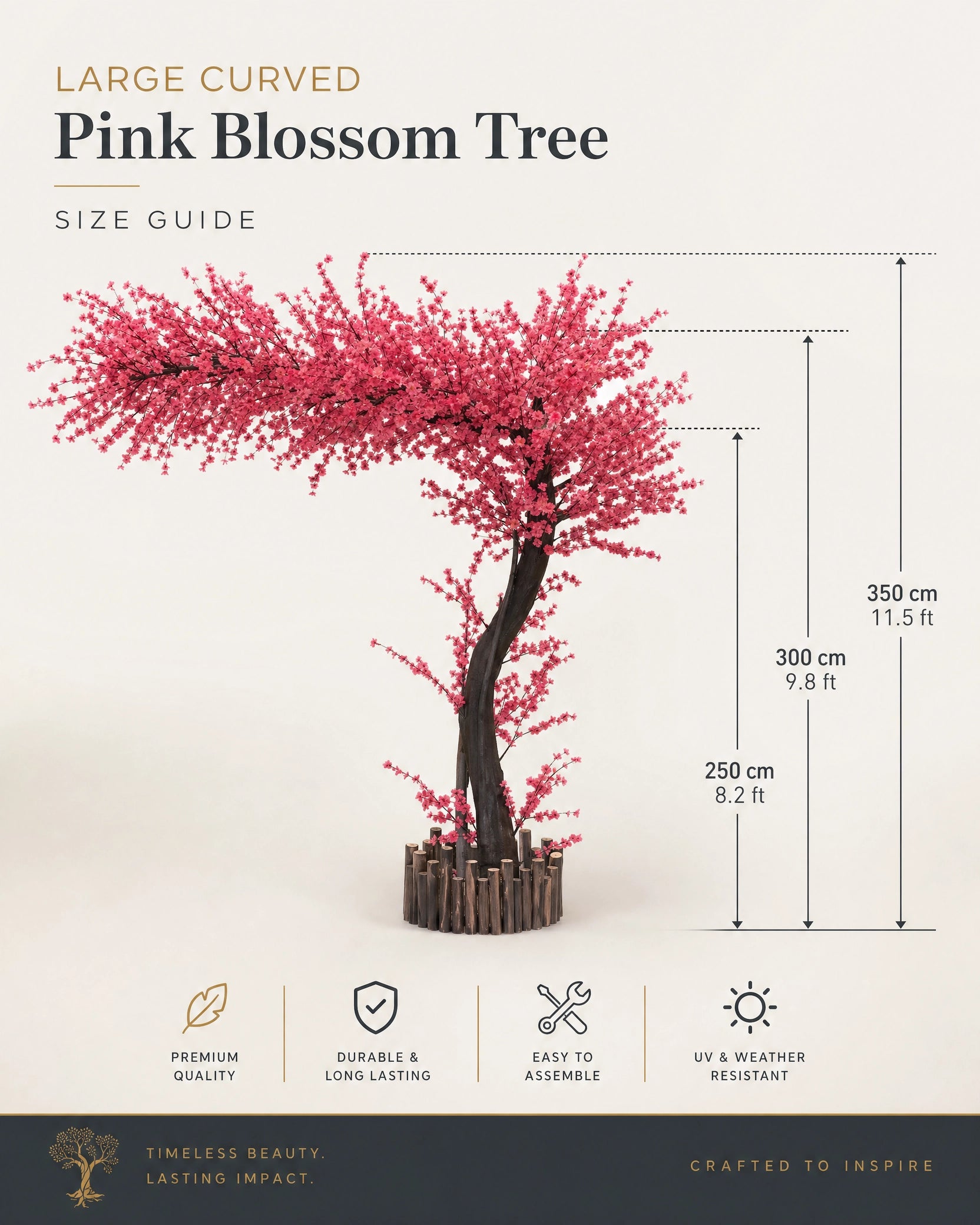 Arbre artificiel  fleurs rose et noir